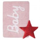 Tapis BABY PETIT POINT rose et coussin STARS rouge Lorena Canal