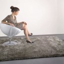 Tapis Angelo BERGAMO shaggy olive tissé main