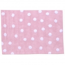 Tapis Lavable Polka Dots Rose et Blanc