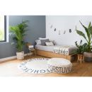 Tapis Lavable Rond ABC Vintage Noir Et Blanc -Naturel