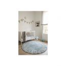 Tapis Lavable Rond ABC Vintage Bleu-Naturel