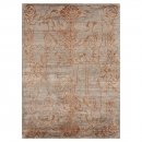 Tapis SILKY Angelo taupe et motif baroque orange