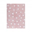 Tapis Lavable Polka Dots Rose et Blanc