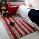 Tapis enfant FLAG AMERICAN LIGHT marron et rouge Lorena Canals