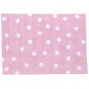 Tapis Lavable Polka Dots Rose et Blanc