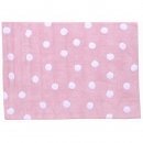 Tapis Lavable Polka Dots Rose et Blanc