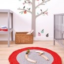 Tapis enfant boules de laine NEOMIX rouge Lilipinso