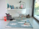 Tapis Lavable Nuages ​​Bleu Vintage S